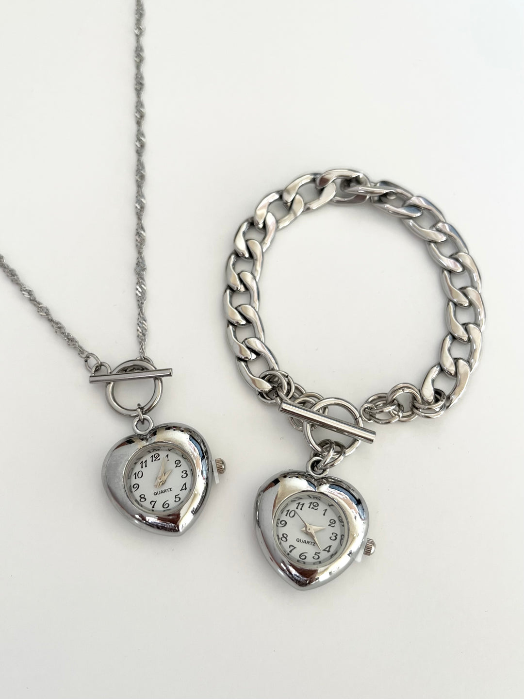 Timeless Love Silver Watch Necklace