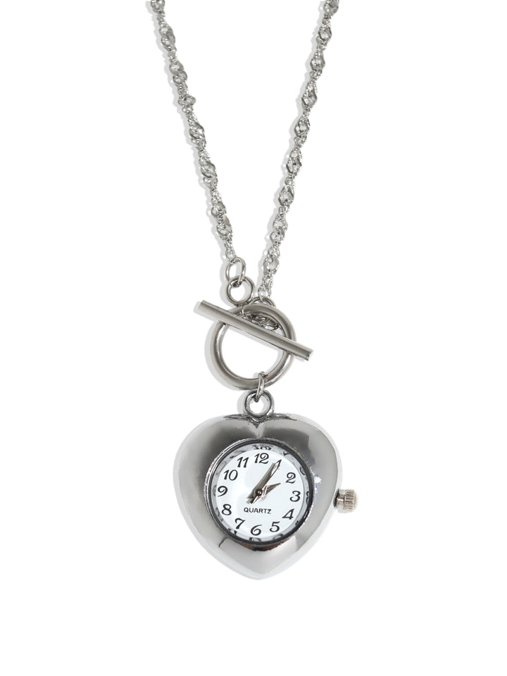 Timeless Love Silver Watch Necklace