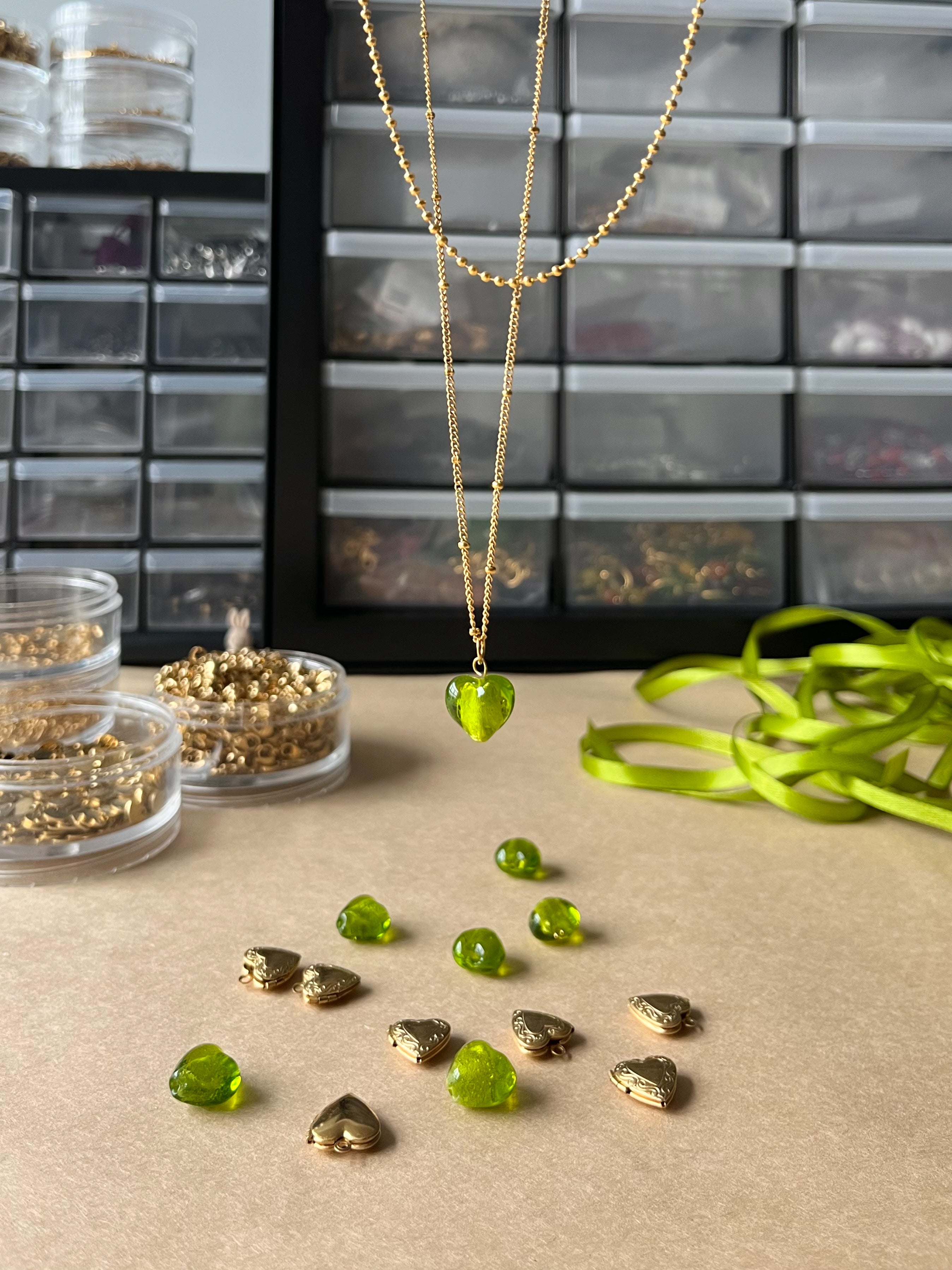 Layered Glass Heart Necklace