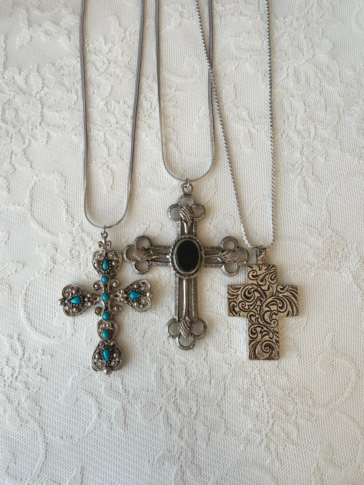 Desert Rose Cross Necklace