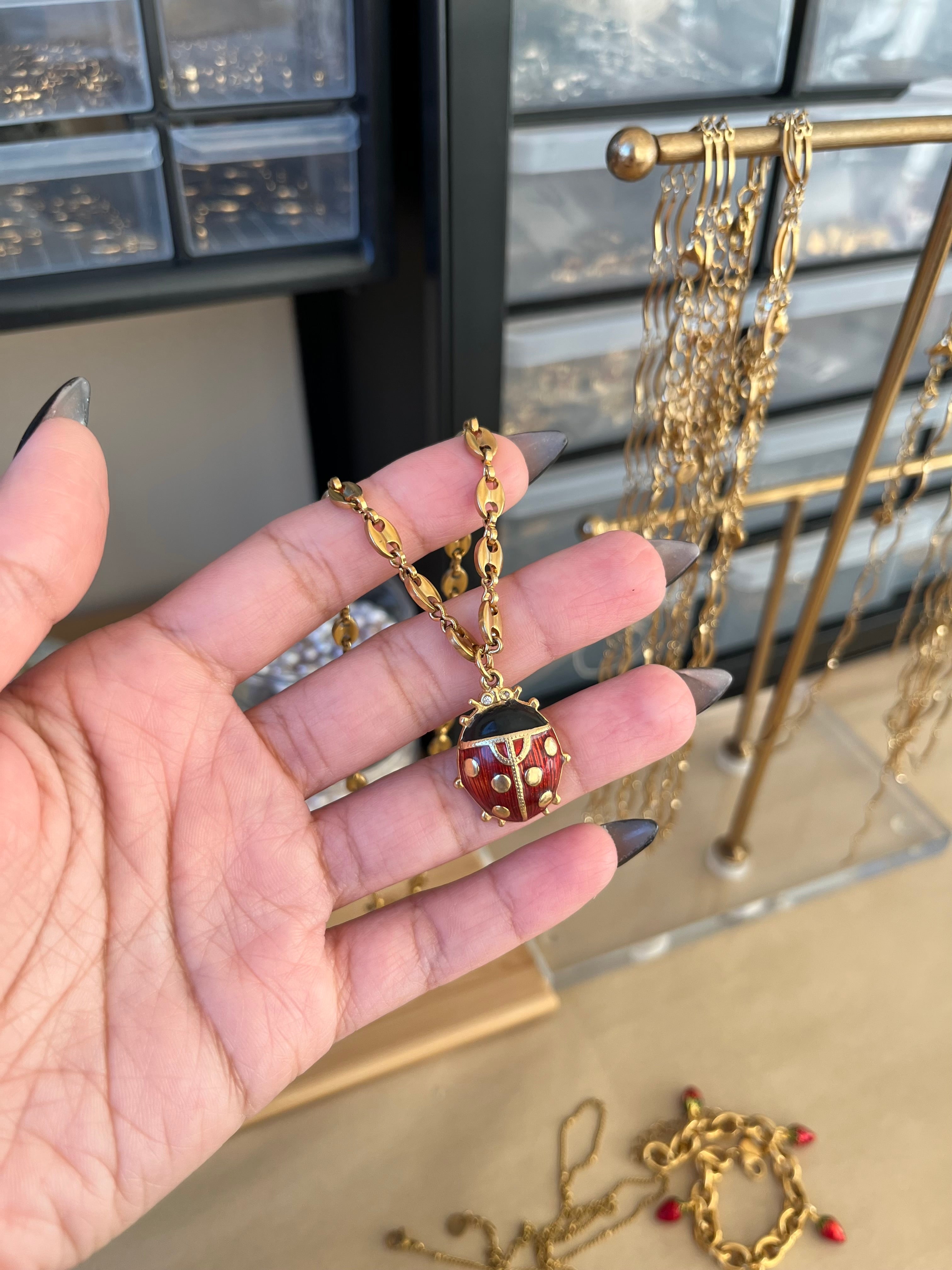 Vintage Ladybug Necklace