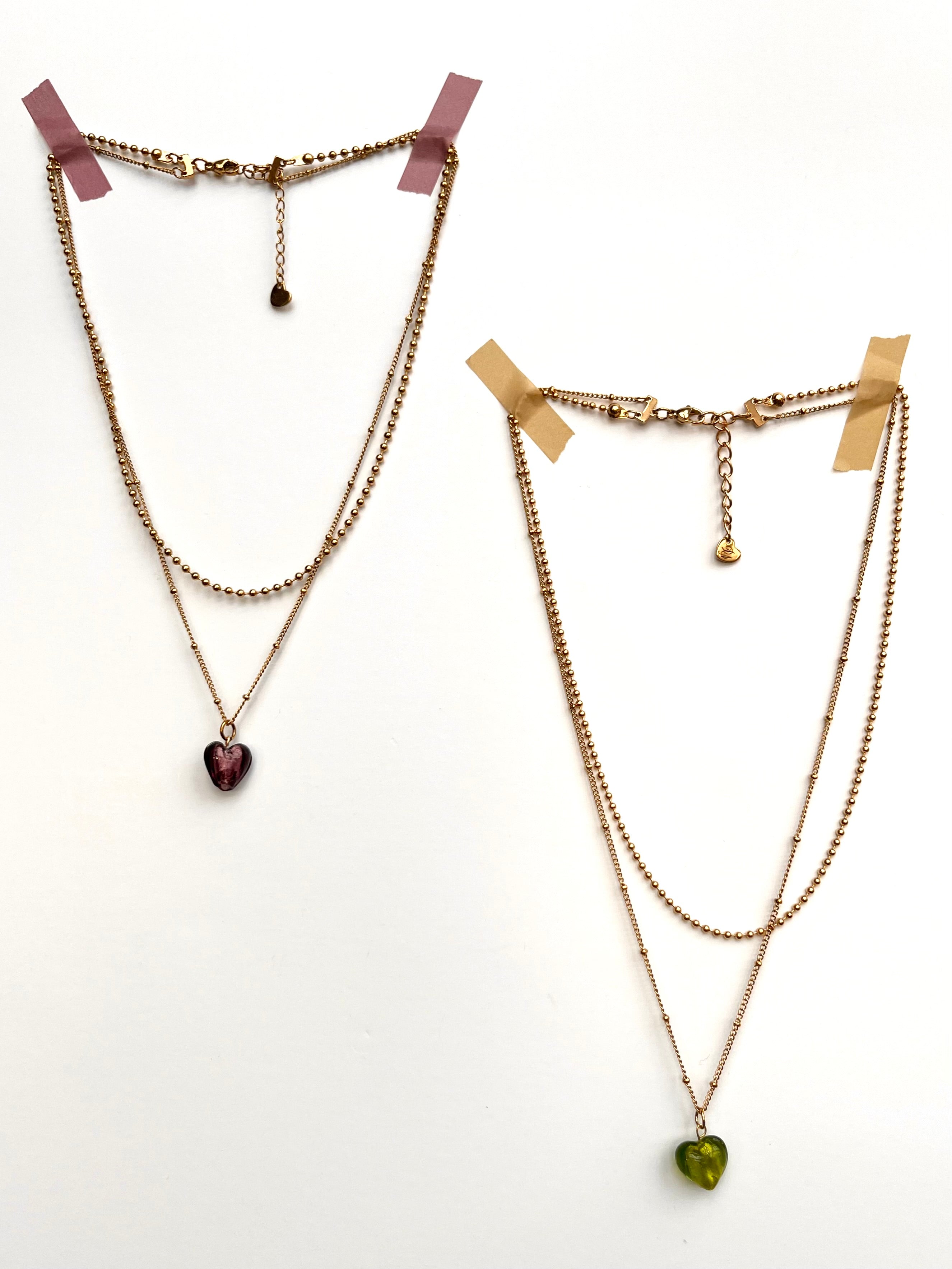 Layered Glass Heart Necklace