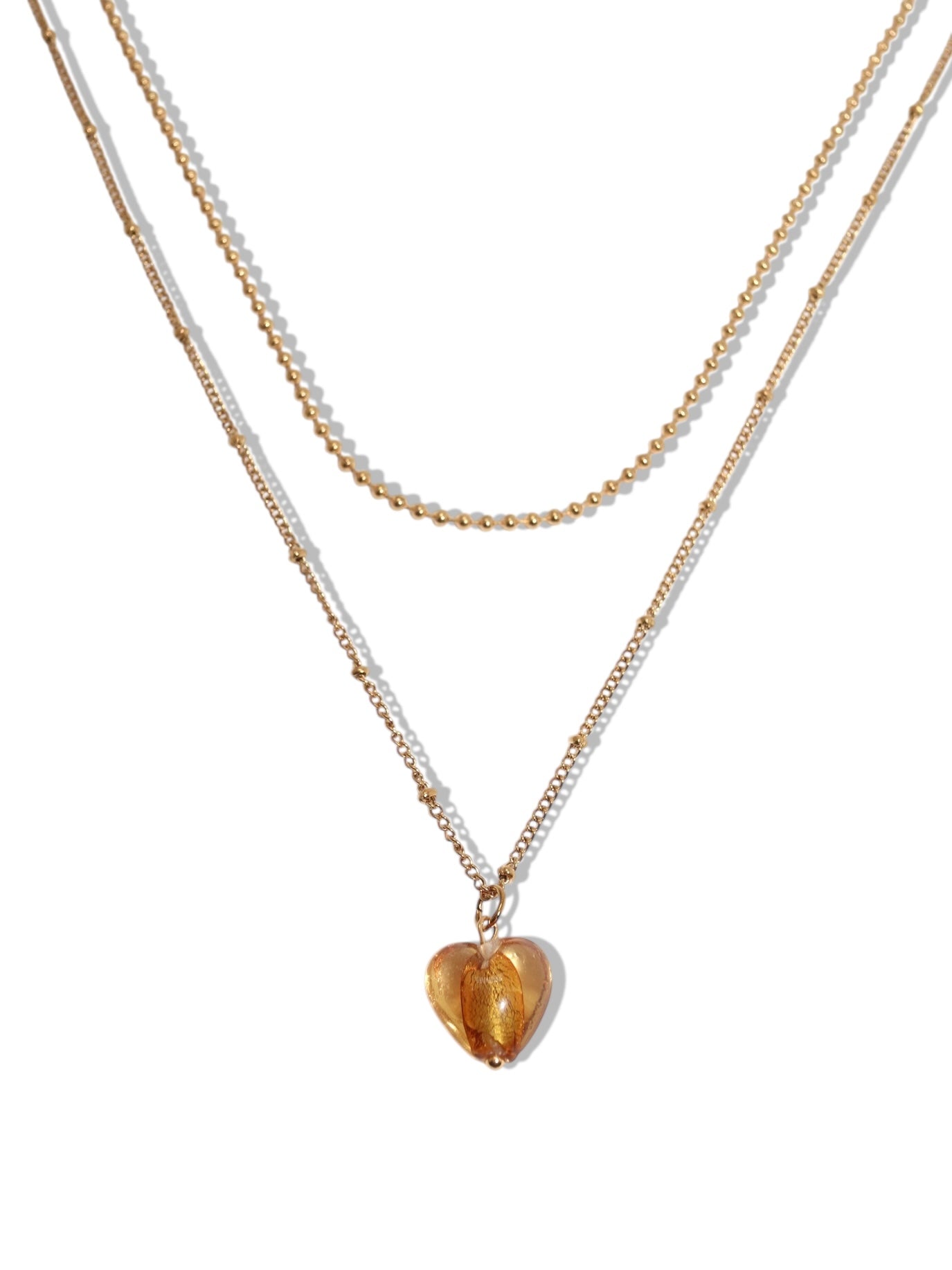 Layered Glass Heart Necklace