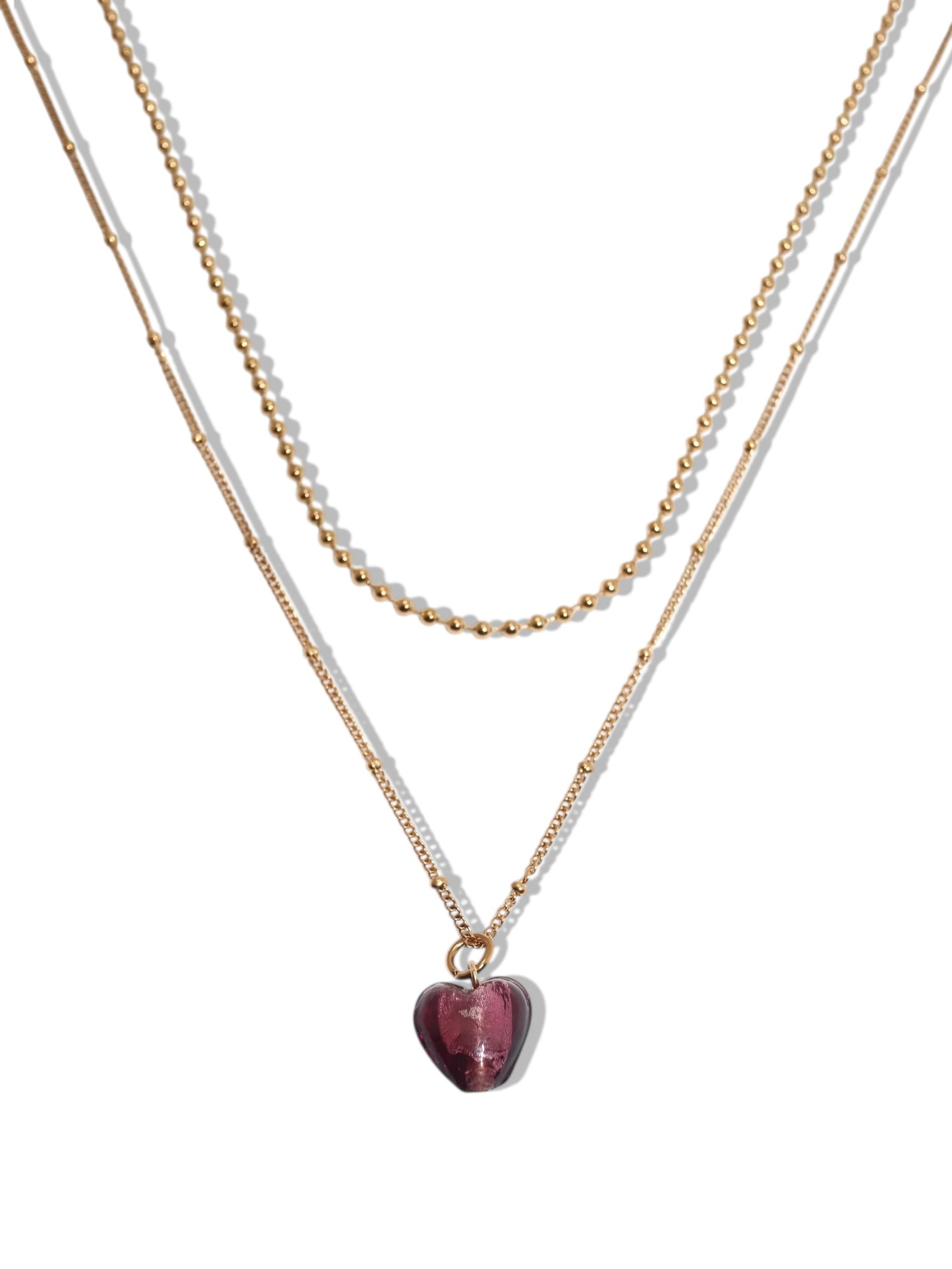Layered Glass Heart Necklace