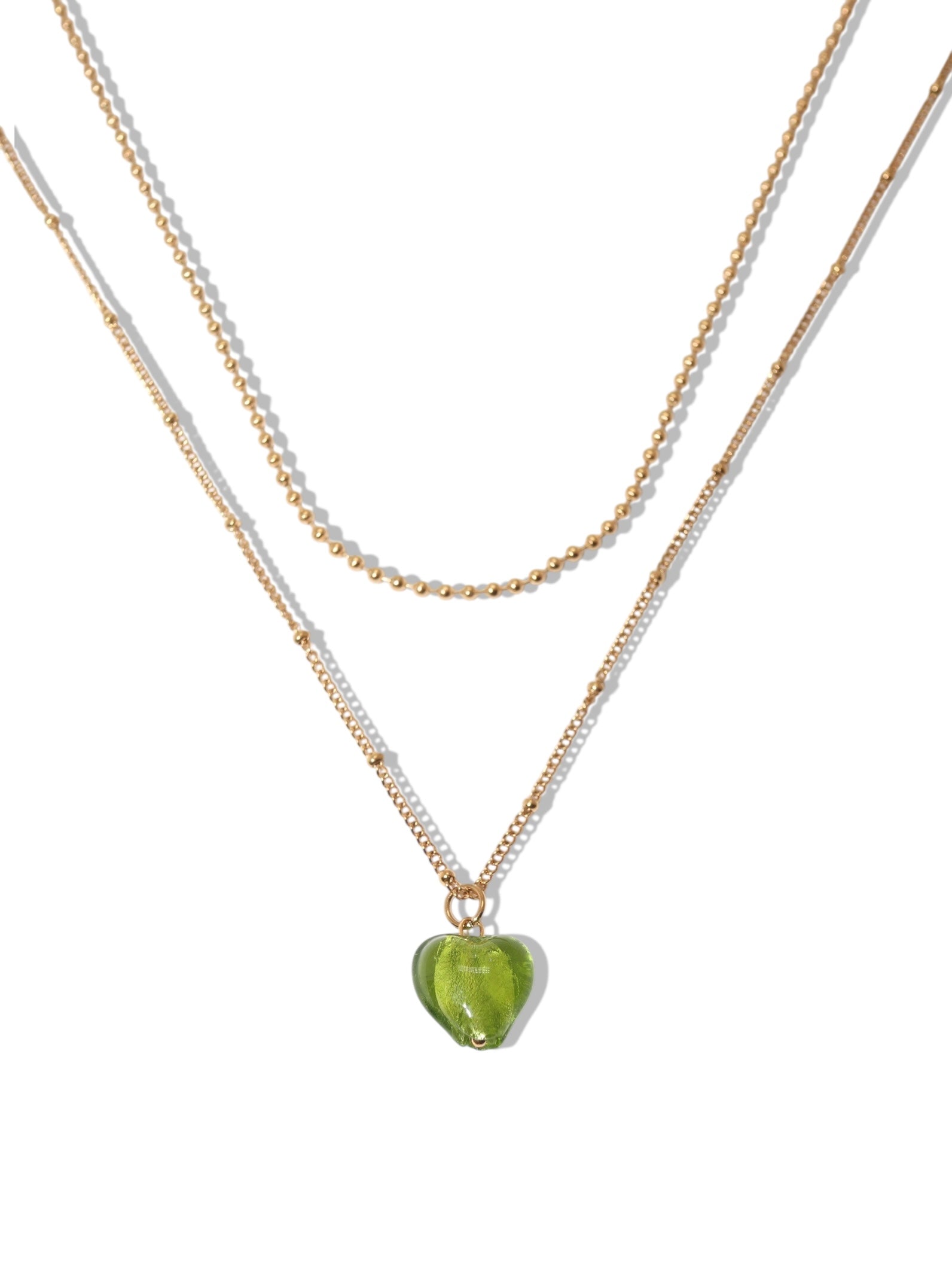 Layered Glass Heart Necklace