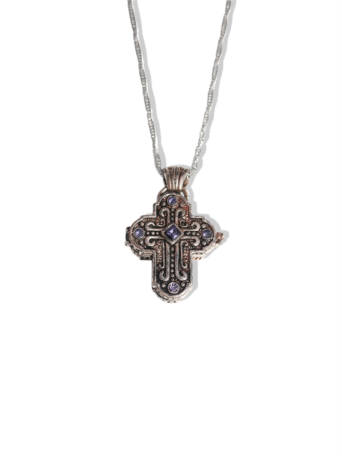 Blue Velvet Cross Necklace