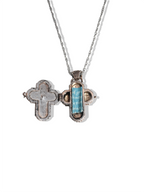 Blue Velvet Cross Necklace